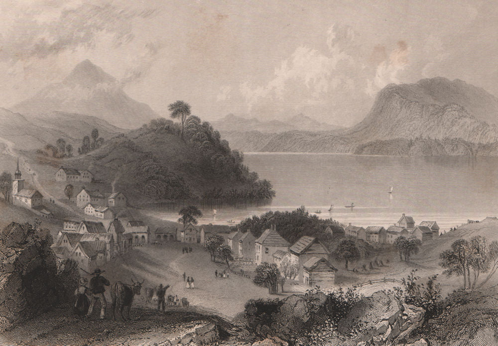 CANADA. Georgeville, Quebec. Lake Memphremagog . BARTLETT 1842 old print